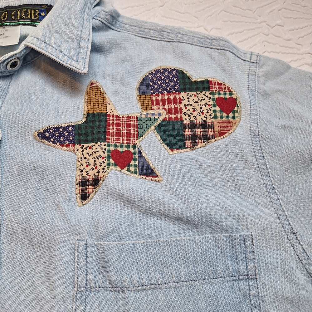 Men's Light Blue Patchwork Shirt - image 3